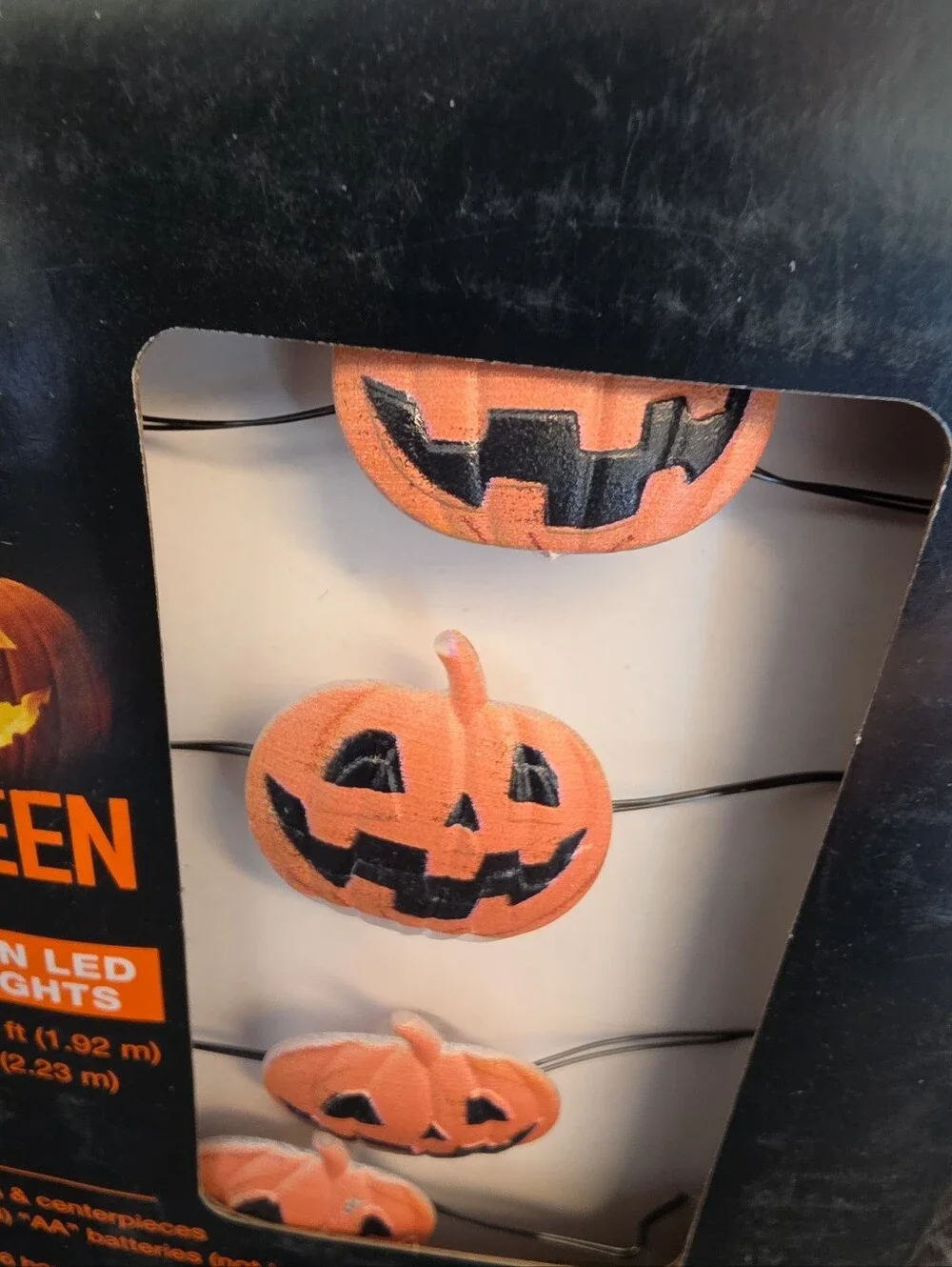 NIB 2 Sets Happy Halloween LED Orange Pumpkin Wire String Lights Jack O' Lantern